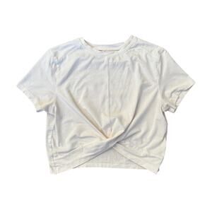 Alphallete White Crossover Front Tee Top T-shirt Twist Athletic Activewear Yoga